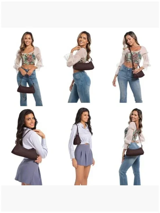 Woven Faux Leather Handbag, Adjustable Crossbody Shoulder Tote Purse - Picture 6 of 7